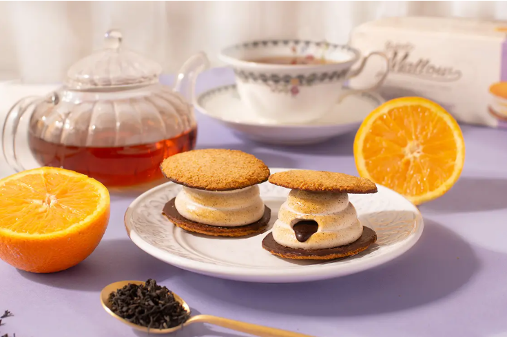 Baked Marshmallow Sandwich: Earl Grey & Orange (Box of 6)【Baked Mallow】